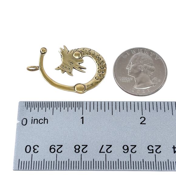 Estate Gold-Tone Sterling Silver 925 Letter G Initial Ouroboros Pendant - Picture 7 of 8